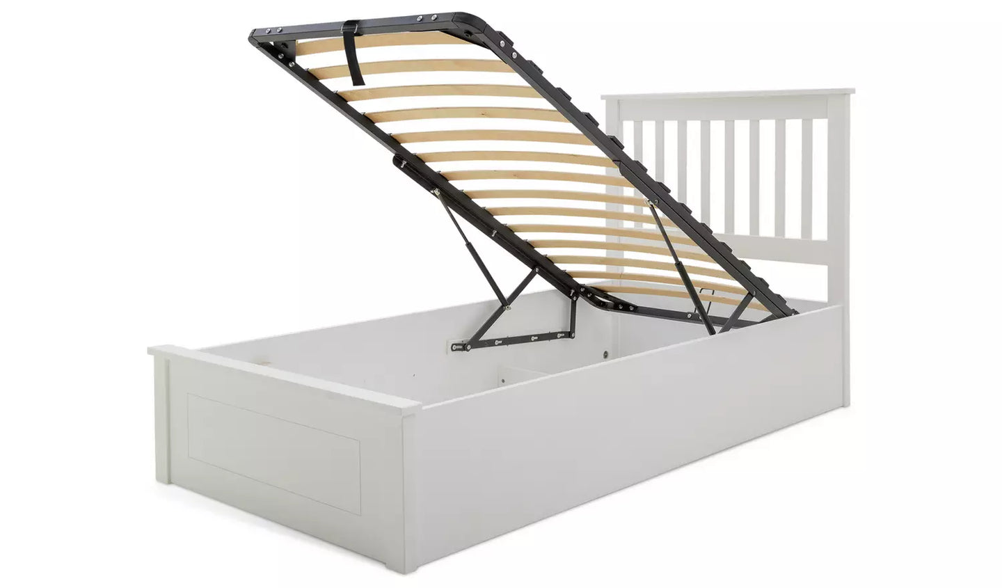 Assembled Habitat Aspley Single Wooden Ottoman Bed Frame - White